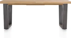 Metalox, uitschuiftafel 190 (+ 50) x 100 cm - zonder rand boomschors + V-vorm metalen poot