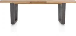 Metalox, uitschuiftafel 190 (+ 50) x 100 cm - zonder rand boomschors + V-vorm metalen poot