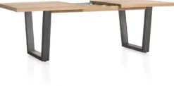 Metalox, uitschuiftafel 190 (+ 50) x 100 cm - zonder rand boomschors + V-vorm metalen poot