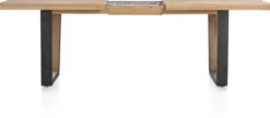 Metalox, uitschuiftafel 190 (+ 50) x 100 cm - zonder rand boomschors + V-vorm metalen / houten poot