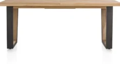 Metalox, uitschuiftafel 190 (+ 50) x 100 cm - zonder rand boomschors + V-vorm metalen / houten poot