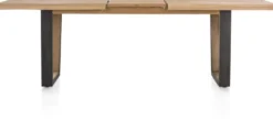 Metalox, uitschuiftafel 190 (+ 50) x 100 cm - zonder rand boomschors + V-vorm metalen / houten poot