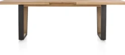 Metalox, uitschuiftafel 190 (+ 50) x 100 cm - zonder rand boomschors + V-vorm metalen / houten poot
