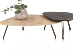 Mogana, Salontafel 72 x 60 cm, primo laminato (HPL), poten steelbrown - marble brown
