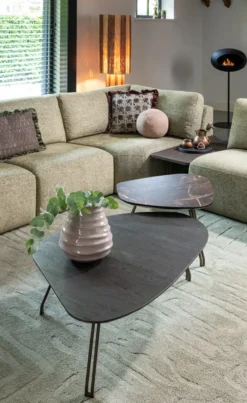 Mogana, Salontafel 72 x 60 cm, primo laminato (HPL), poten steelbrown - marble brown