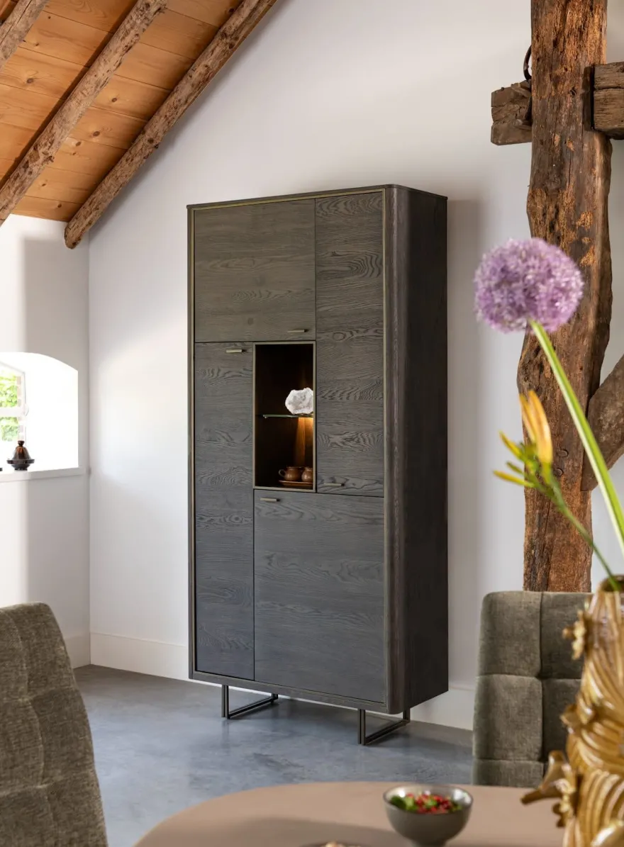 Mogan, Bergkast 100 cm, 4 deuren, 1 openvak incl. LED