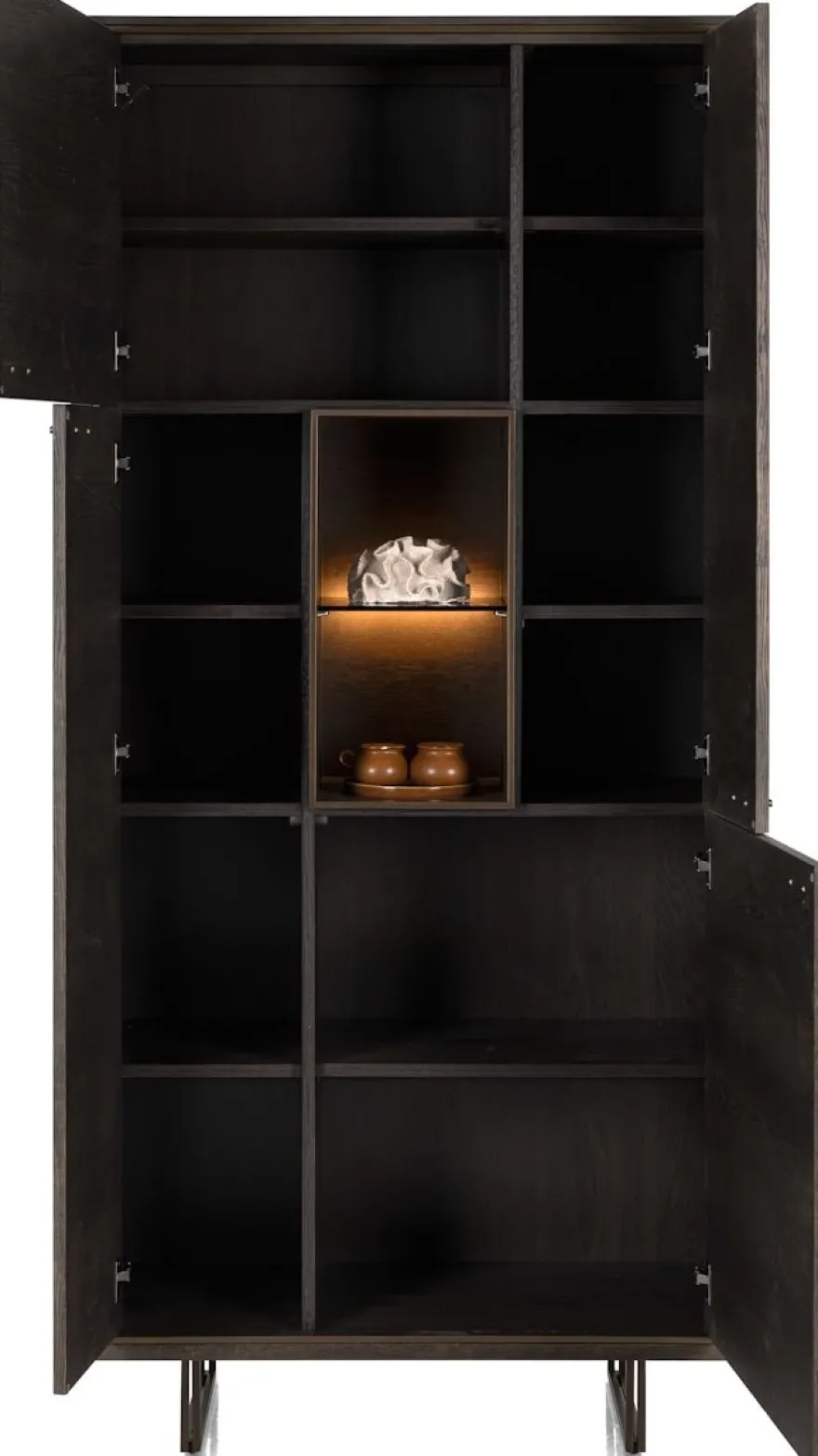 Mogan, Bergkast 100 cm, 4 deuren, 1 openvak incl. LED