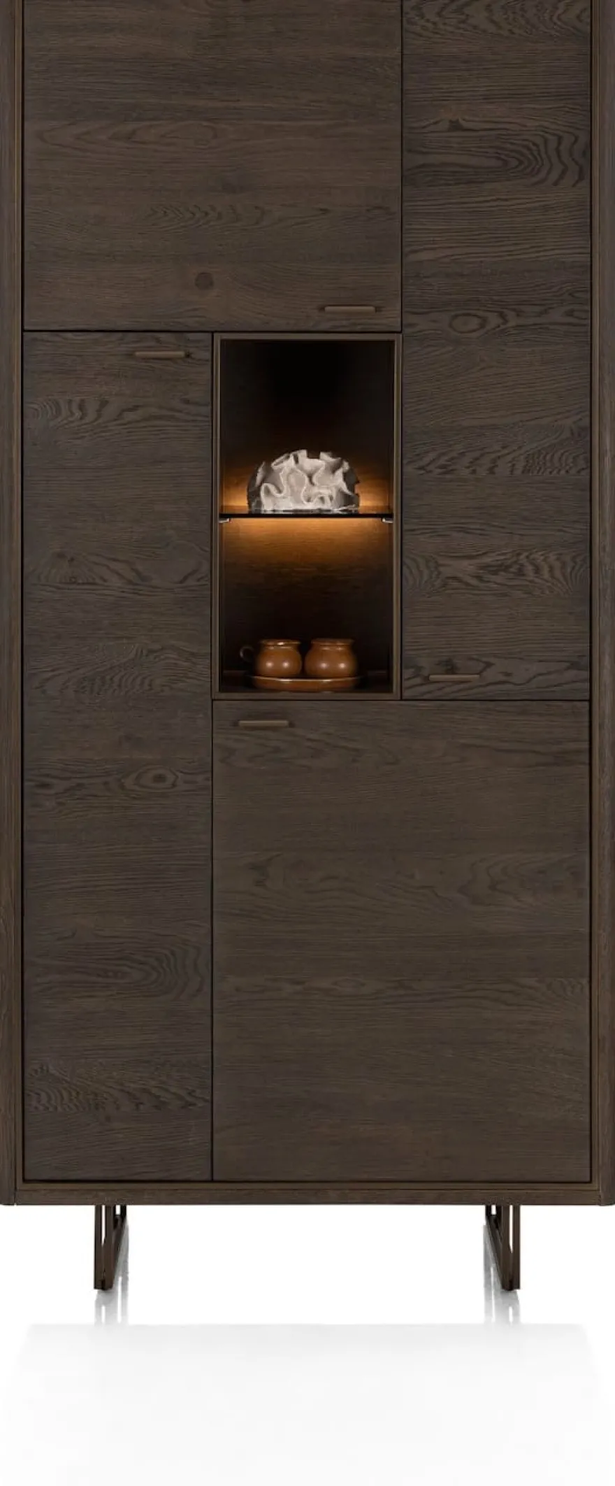 Mogan, Bergkast 100 cm, 4 deuren, 1 openvak incl. LED