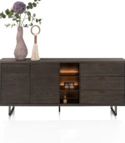 Mogan, Dressoir 190 cm, 1 deur, 3 laden, 3 openvakken incl. LED