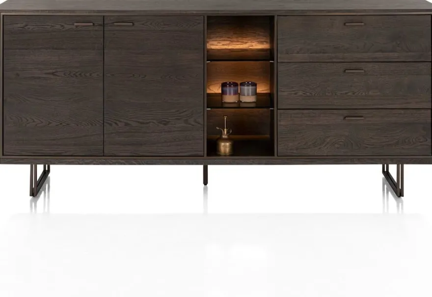 Mogan, Dressoir 190 cm, 1 deur, 3 laden, 3 openvakken incl. LED
