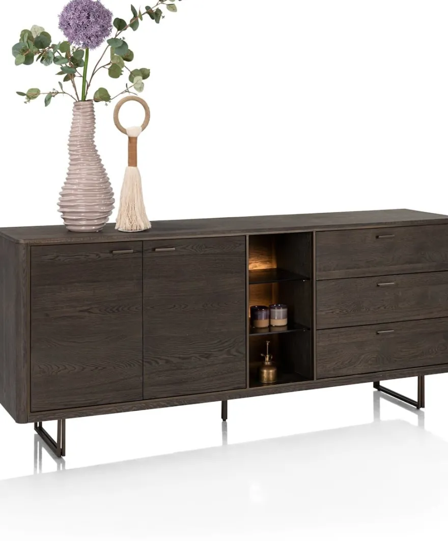 Mogan, Dressoir 190 cm, 1 deur, 3 laden, 3 openvakken incl. LED