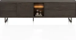 Mogan, Lowboard 220 cm, 2 deuren, 2 laden, 2 openvakken incl. LED