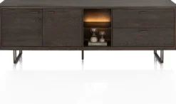 Mogan, Lowboard 190 cm, 2 deuren, 2 laden, 2 openvakken incl. LED