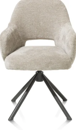 Nikolas, armstoel - centrale poot draaibaar - graphite (RAL 7022) - stof Enzo - Champagne