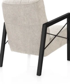 Northon, fauteuil met houten arm vintage clay / white / black