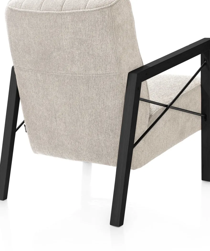 Northon, fauteuil met houten arm vintage clay / white / black