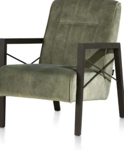 Northon, fauteuil met houten arm vintage clay / white / black