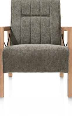 Northon, fauteuil met houten arm vintage clay / white / black