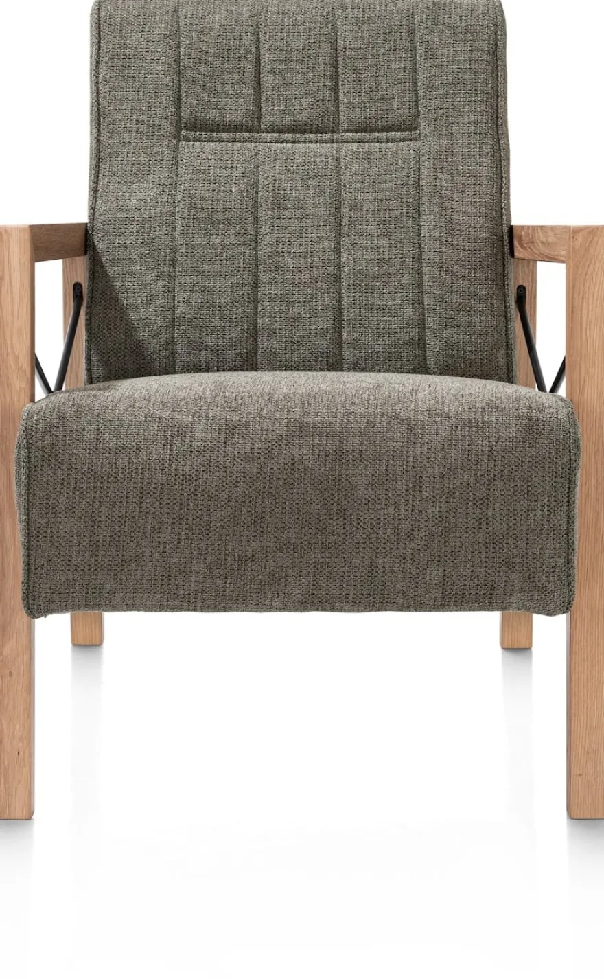 Northon, fauteuil met houten arm vintage clay / white / black