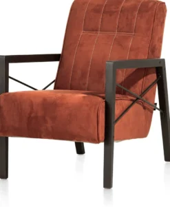 Northon, fauteuil met houten arm vintage clay / white / black