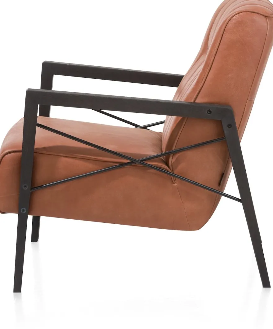 Northon, fauteuil met houten arm vintage clay / white / black