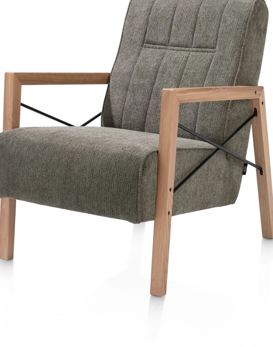 Northon, fauteuil met houten arm vintage clay / white / black