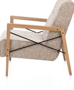 Northon, fauteuil met houten arm vintage clay / white / black