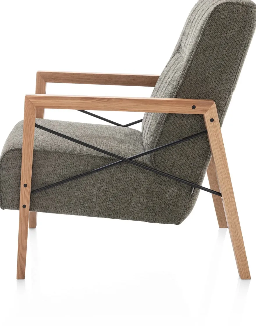 Northon, fauteuil met houten arm vintage clay / white / black
