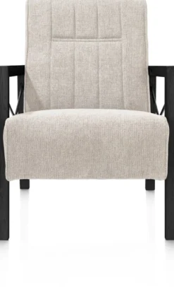 Northon, fauteuil met houten arm vintage clay / white / black