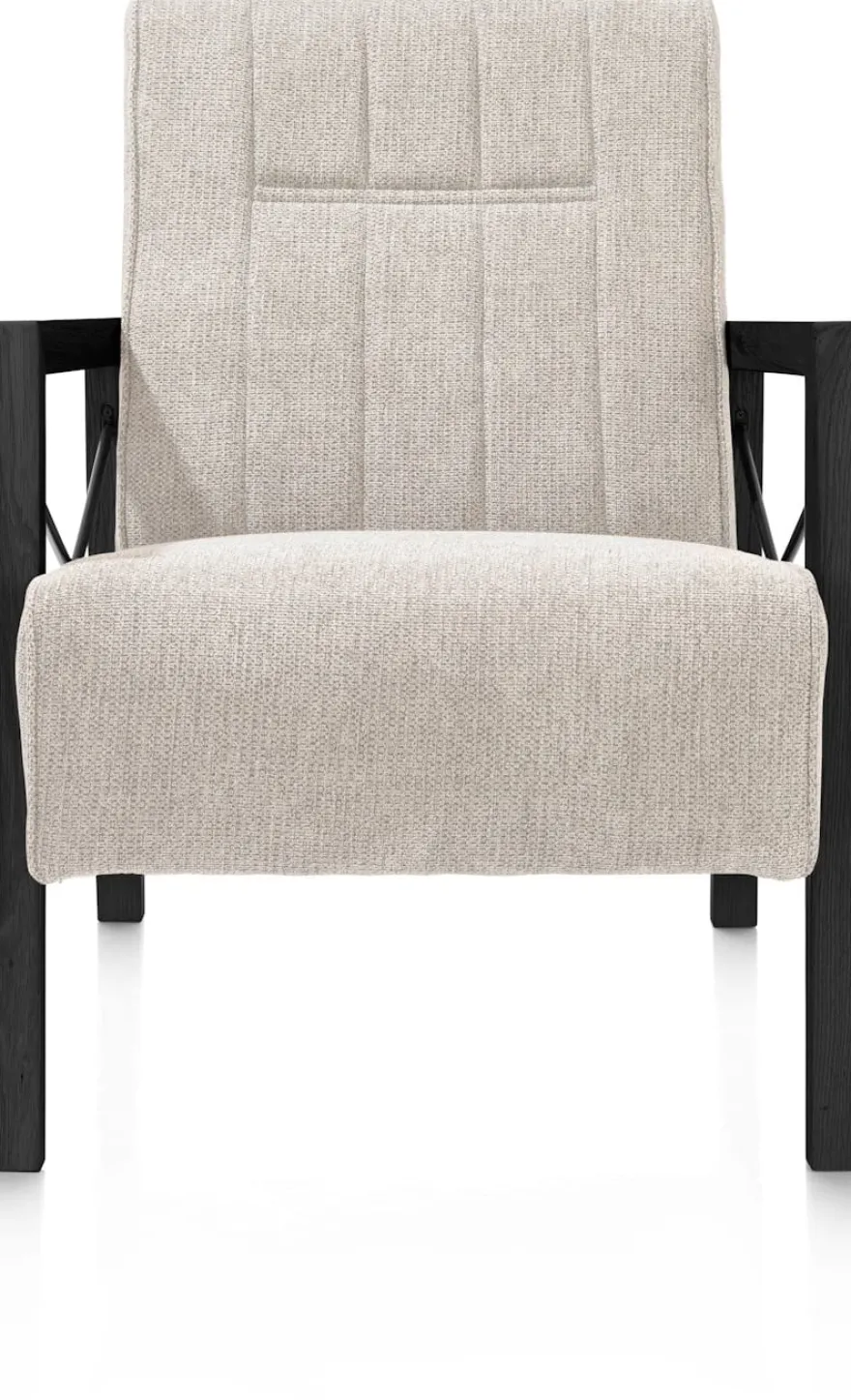 Northon, fauteuil met houten arm vintage clay / white / black