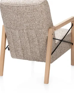 Northon, fauteuil met houten arm vintage clay / white / black