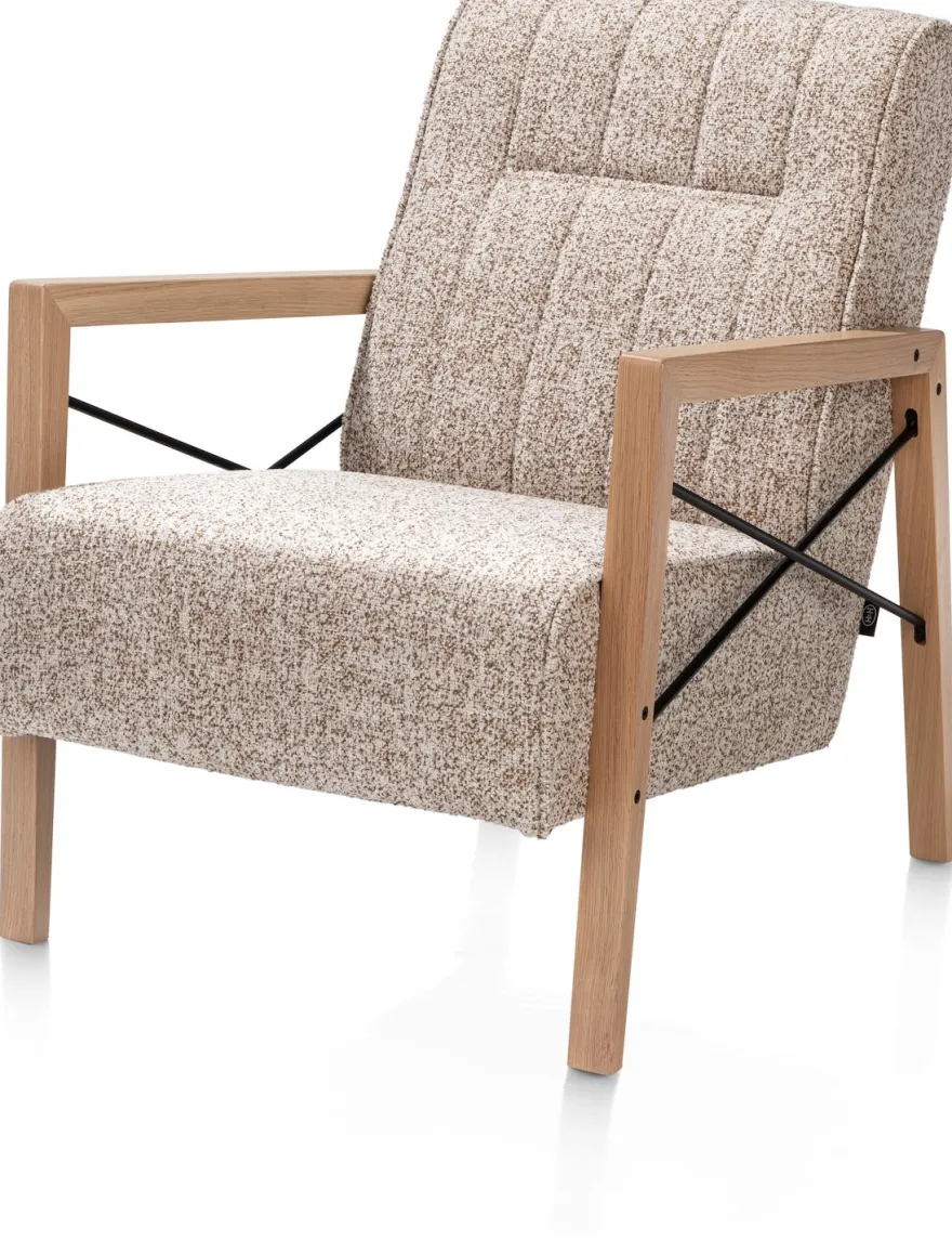 Northon, fauteuil met houten arm vintage clay / white / black