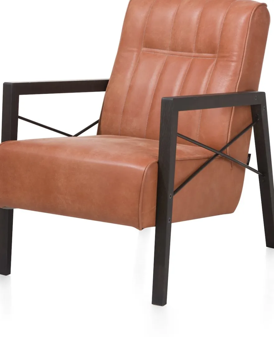 Northon, fauteuil met houten arm vintage clay / white / black