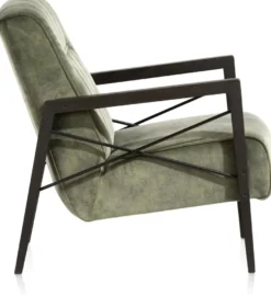 Northon, fauteuil met houten arm vintage clay / white / black