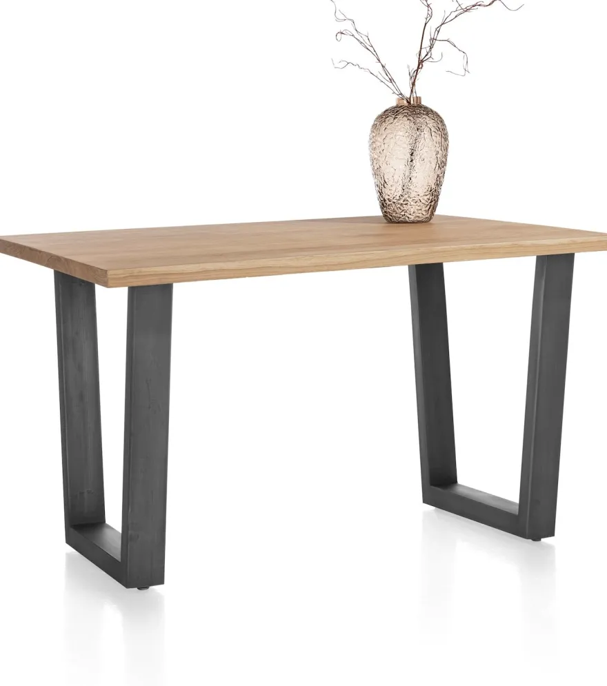 Nyborg, bartafel 150 x 100 cm - rechte zijkant - V-poot geheel metaal (hoogte: 92 cm)
