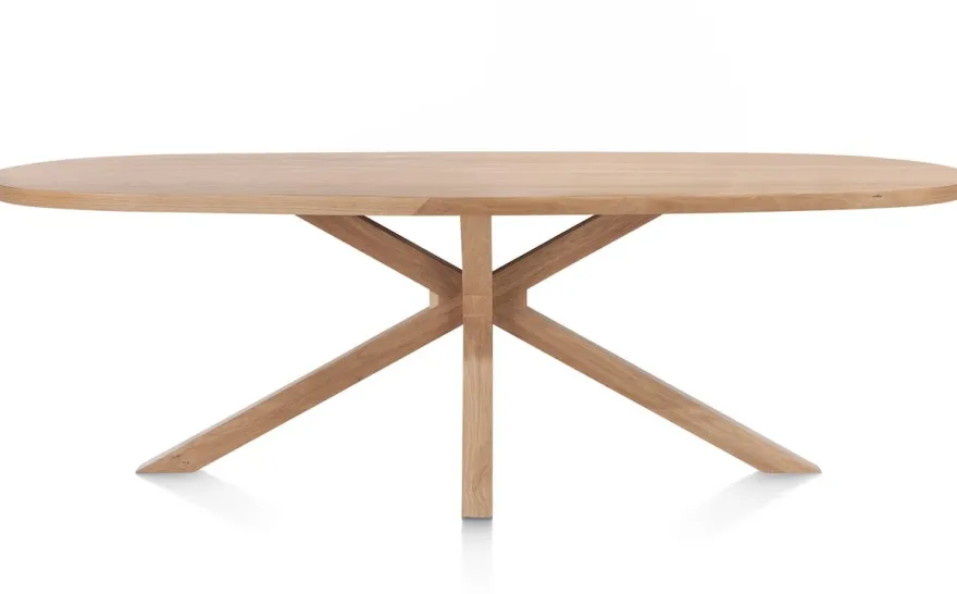 Nyborg, eetkamertafel 240 x 110 cm - Deens ovaal - centrale poot hout