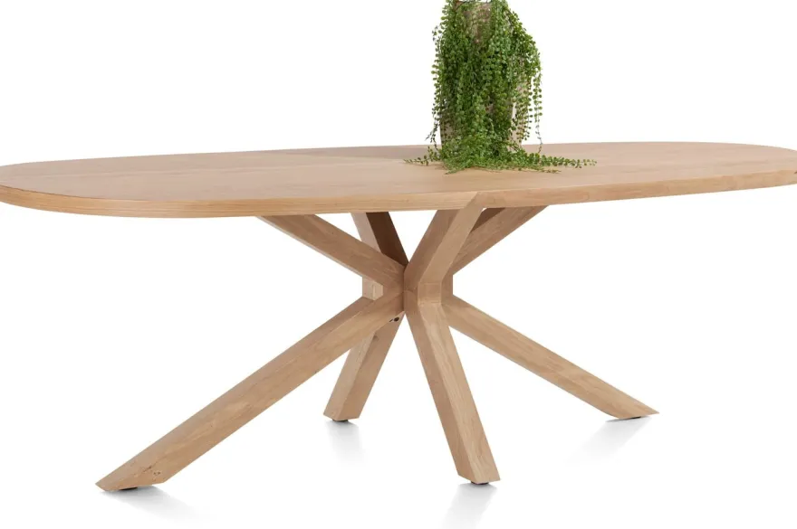 Nyborg, eetkamertafel 210 x 110 cm - Deens ovaal - centrale poot hout