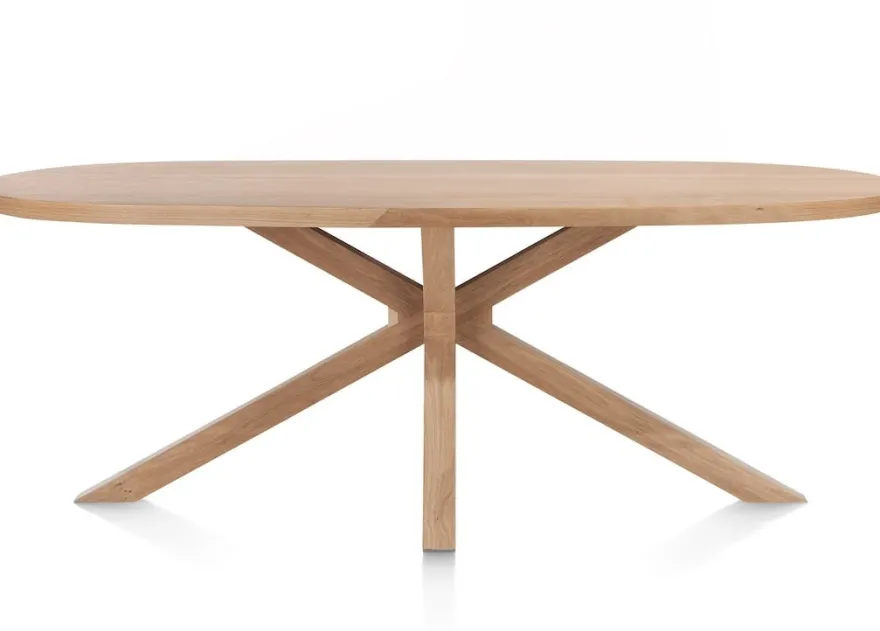 Nyborg, eetkamertafel 210 x 110 cm - Deens ovaal - centrale poot hout