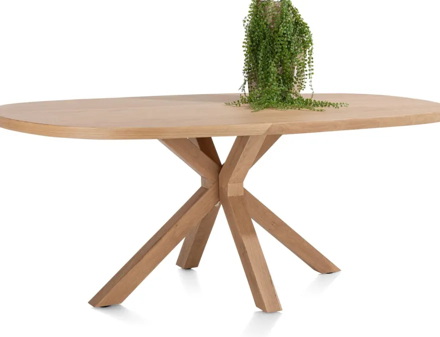 Nyborg, eetkamertafel 180 x 110 cm - Deens ovaal - centrale poot hout