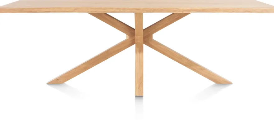 Nyborg, eetkamertafel 230 x 100 cm - rand boomvorm - centrale poot hout