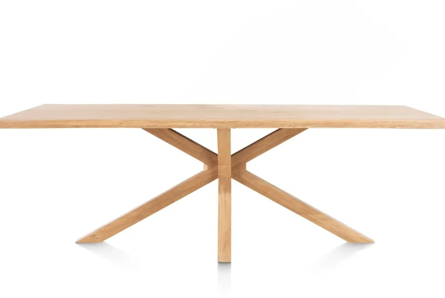 Nyborg, eetkamertafel 230 x 100 cm - rand boomvorm - centrale poot hout