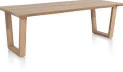 Nyborg, eetkamertafel 230 x 100 cm - rand boomvorm - V-poot hout