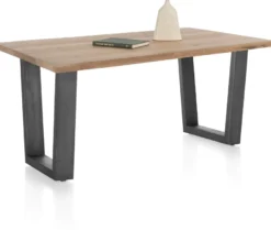 Nyborg, eetkamertafel 200 x 100 cm - rand boomvorm - V-poot geheel metaal