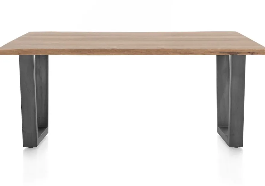Nyborg, eetkamertafel 200 x 100 cm - rand boomvorm - V-poot geheel metaal