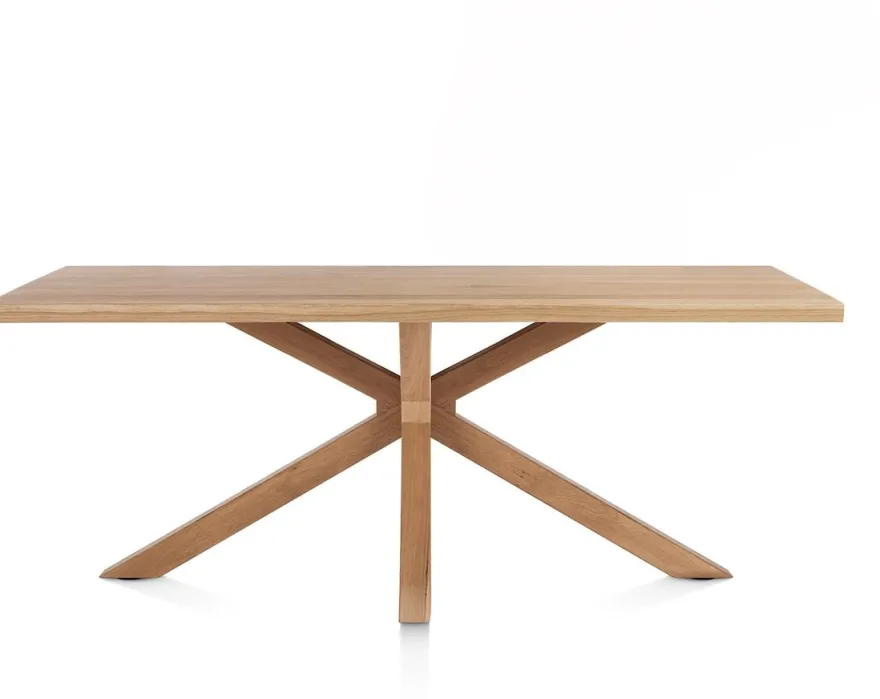 Nyborg, eetkamertafel 200 x 100 cm - rechte zijkant - centrale poot hout