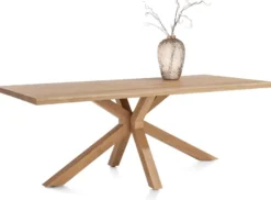 Nyborg, eetkamertafel 200 x 100 cm - rechte zijkant - centrale poot hout