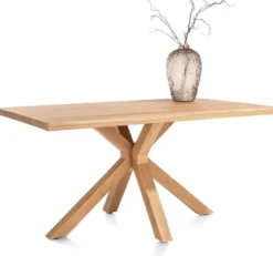 Nyborg, eetkamertafel 150 x 100 cm - rechte zijkant - centrale poot hout