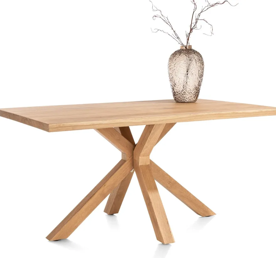 Nyborg, eetkamertafel 150 x 100 cm - rechte zijkant - centrale poot hout