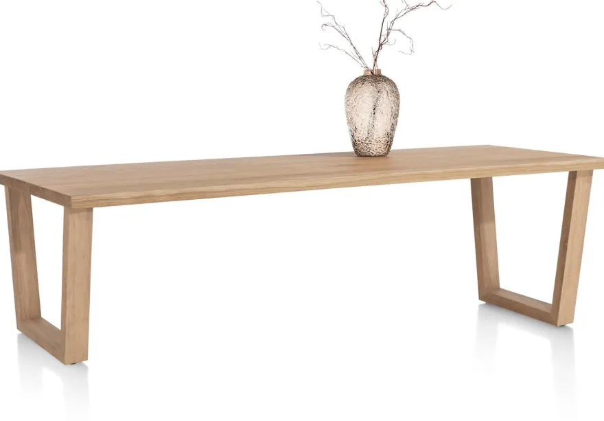 Nyborg, eetkamertafel 230 x 100 cm - rechte zijkant - V-poot hout