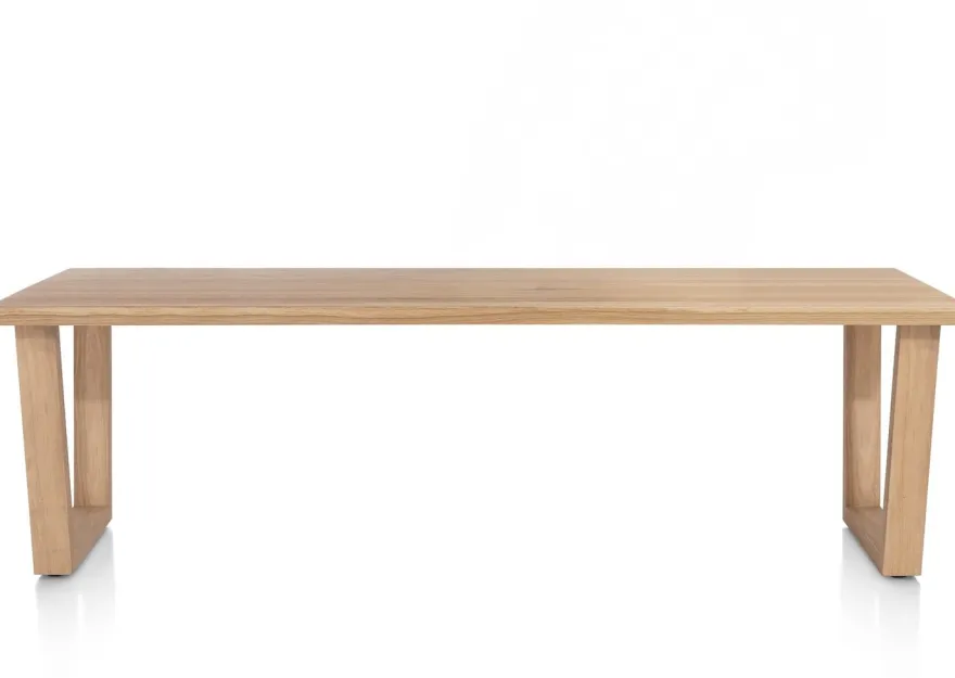 Nyborg, eetkamertafel 230 x 100 cm - rechte zijkant - V-poot hout